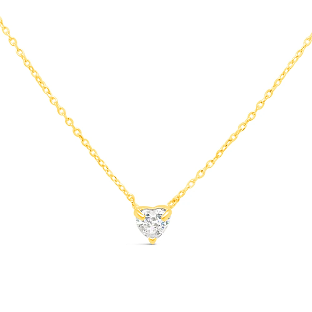 10k Yellow Gold Heart Cubic Zirconia Necklace 153745
