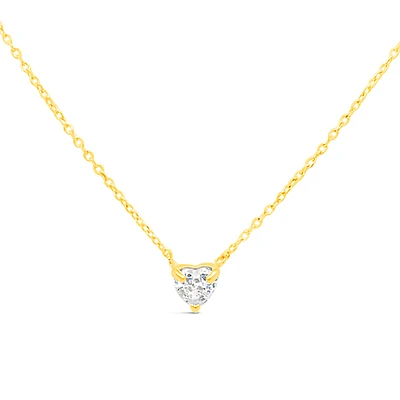 10k Yellow Gold Heart Cubic Zirconia Necklace 153745