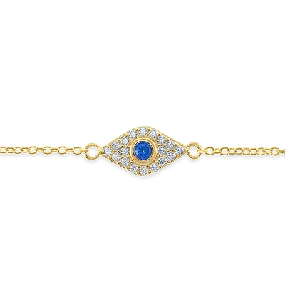 Gold Plated Sterling Silver Cubic Zirconia Evil Eye Bracelet