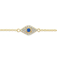 Gold Plated Sterling Silver Cubic Zirconia Evil Eye Bracelet