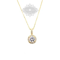 Gold Plated Sterling Silver Cubic Zirconia Round Necklace 143469