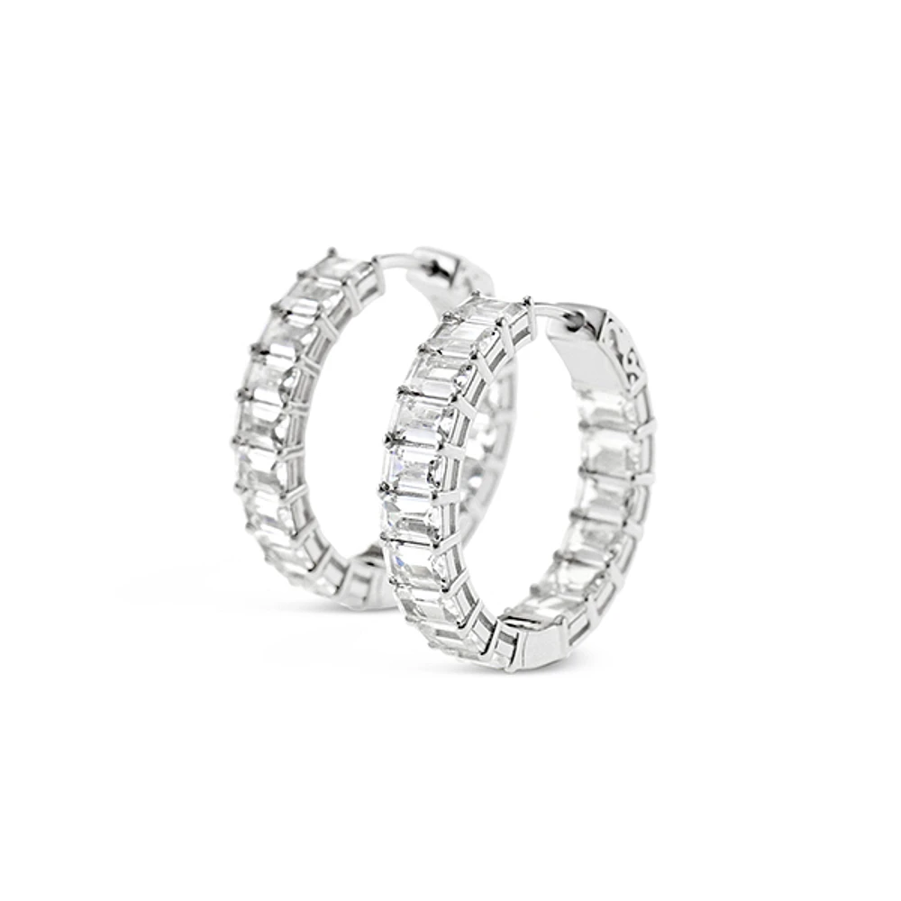 Sterling Silver Cubic Zirconia 25mm Hoop Earrings 148709