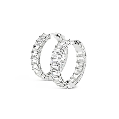 Sterling Silver Cubic Zirconia 25mm Hoop Earrings 148709