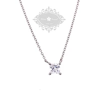 Sterling Silver Cubic Zirconia Princess Cut 5mm Necklace 143476