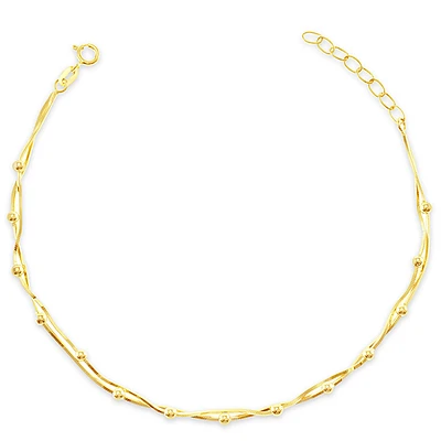 Gold Plated Sterling Silver Beads Anklet