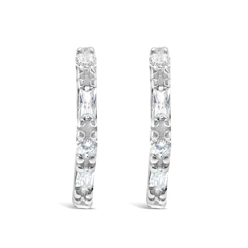 Sterling Silver Cubic Zirconia Huggie Earrings 146505