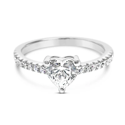 Sterling Silver Heart Cubic Zirconia Ring