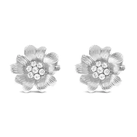 Bridal Silver Flower Necklace & Earrings Set 146364