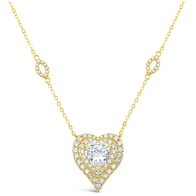 Gold Plated Sterling Silver Heart Cubic Zirconia Necklace 153084