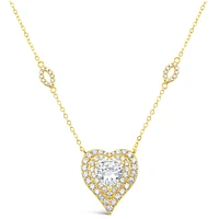 Gold Plated Sterling Silver Heart Cubic Zirconia Necklace 153084