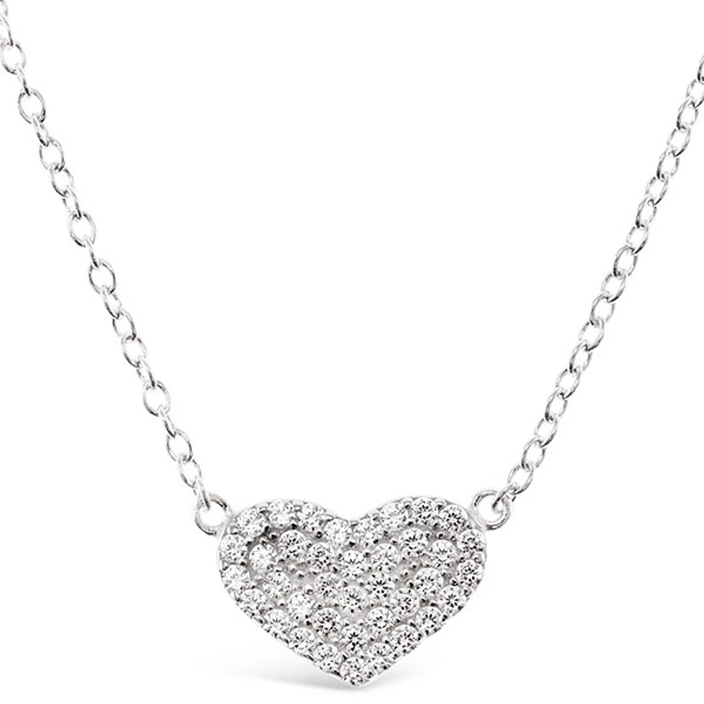Sterling Silver Cubic Zirconia Heart Necklace 145004
