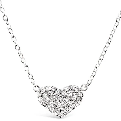 Sterling Silver Cubic Zirconia Heart Necklace 145004