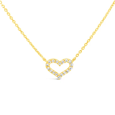 10k Yellow Gold Cubic Zirconia Heart Necklace