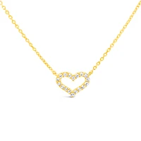 10k Yellow Gold Cubic Zirconia Heart Necklace