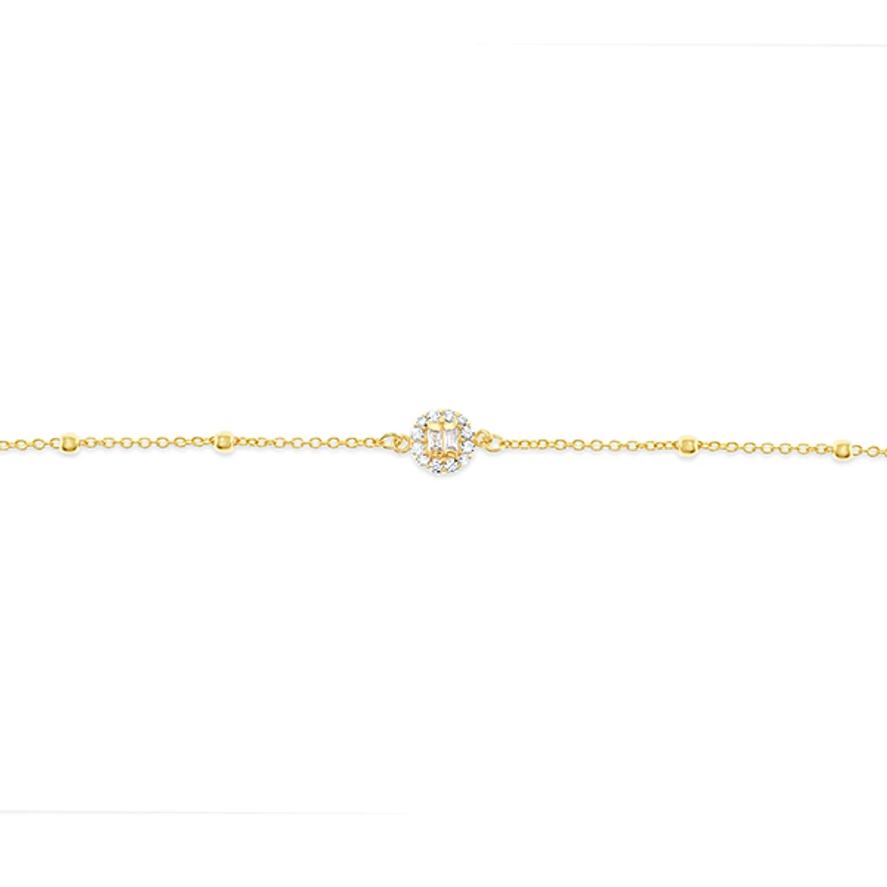 Gold Plated Sterling Silver Cubic Zirconia Anklet 145111