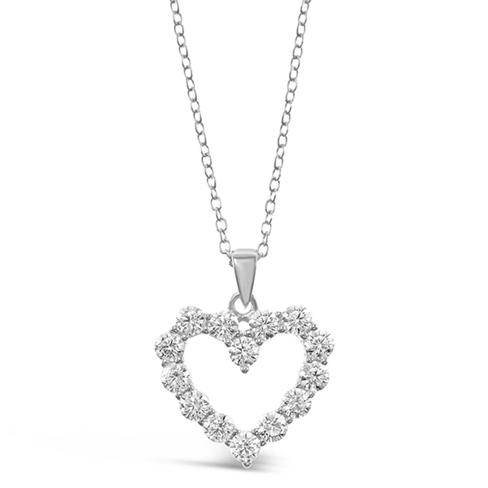 Sterling Silver Cubic Zirconia Heart Necklace