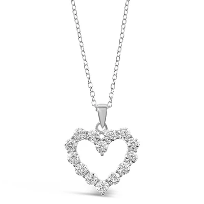 Sterling Silver Cubic Zirconia Heart Necklace