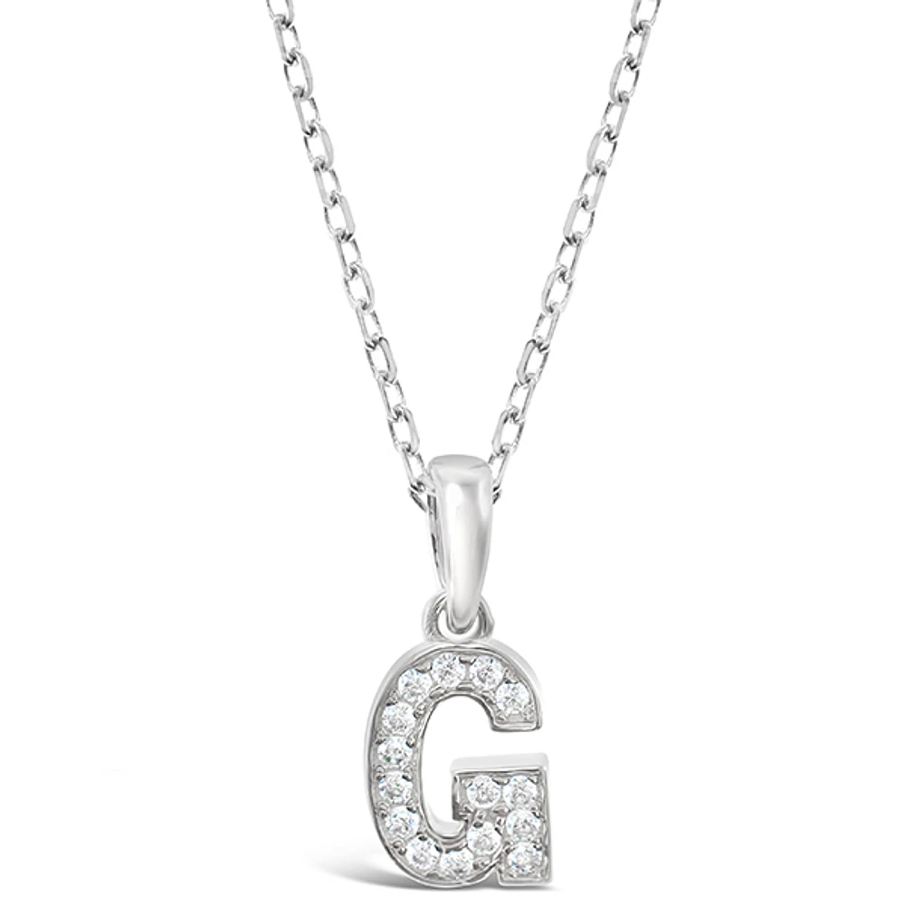 Sterling Silver Cubic Zirconia Initial Necklace