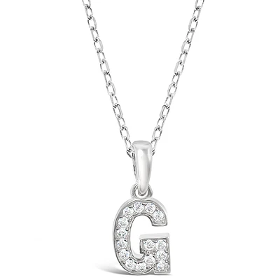 Sterling Silver Cubic Zirconia Initial Necklace