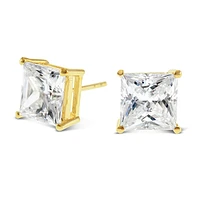 Gold Plated Sterling Silver Cubic Zirconia Princess Cut 9mm Studs 143344