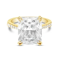 Gold Plated Sterling Silver Cubic Zirconia Radiant Cut Ring 146116