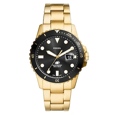 Fossil Blue Dive Three-Hand Date Gold-Tone Stainless Steel Watch 152913