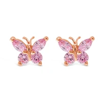 Rosegold Plated Sterling Silver Cubic Zirconia Butterfly Earrings 143356
