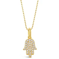 Gold Plated Sterling Silver Cubic Zirconia Hamsa Necklace