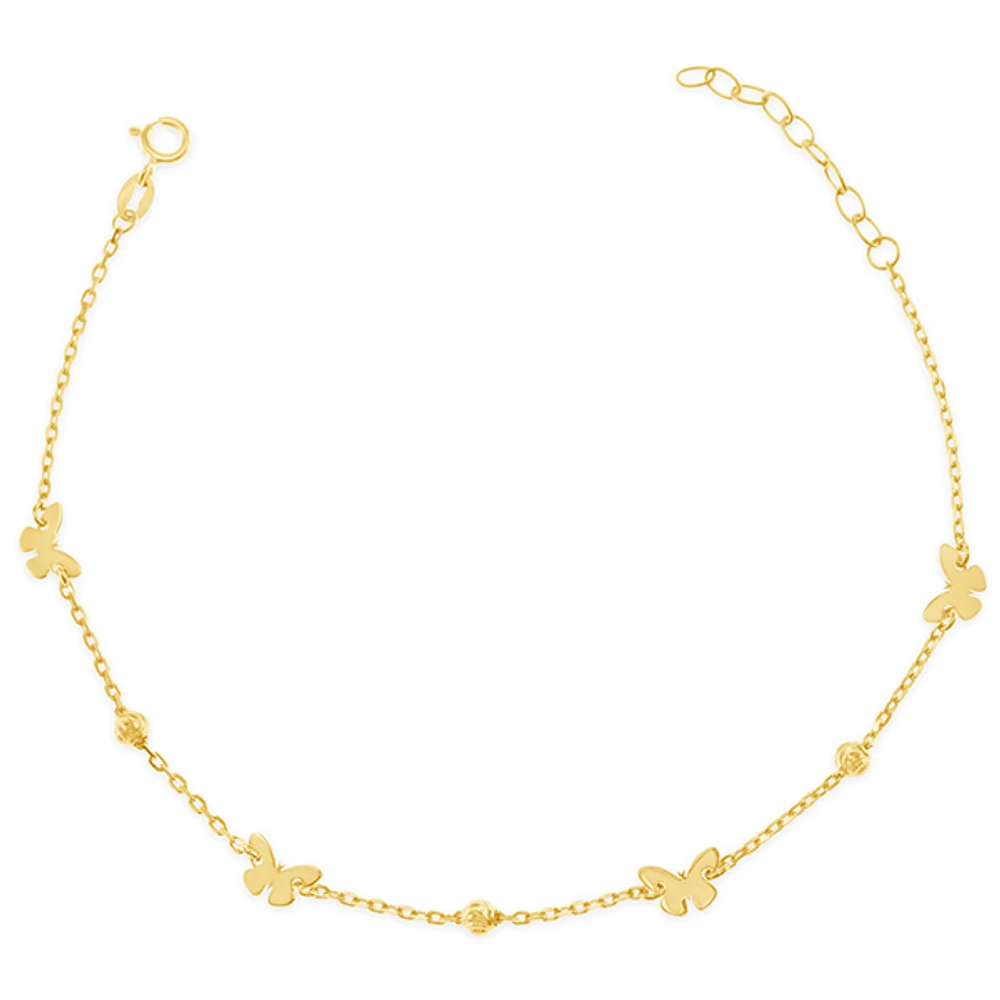 Gold Plated Sterling Silver Cubic Zirconia Butterfly Anklet 149121