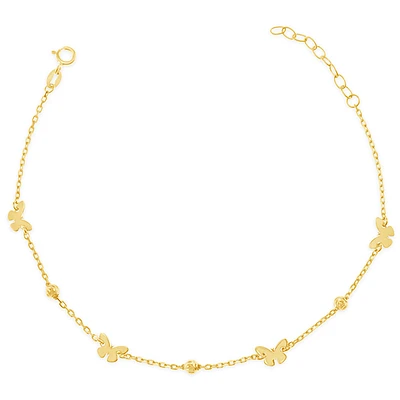 Gold Plated Sterling Silver Cubic Zirconia Butterfly Anklet 149121