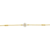 Gold Plated Sterling Silver Cubic Zirconia Flower Anklet 145109