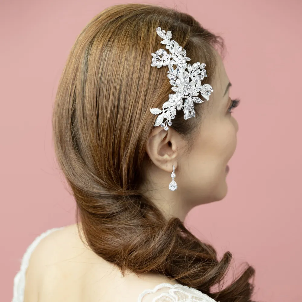 Bridal Silver Flower Hair Clip 142071