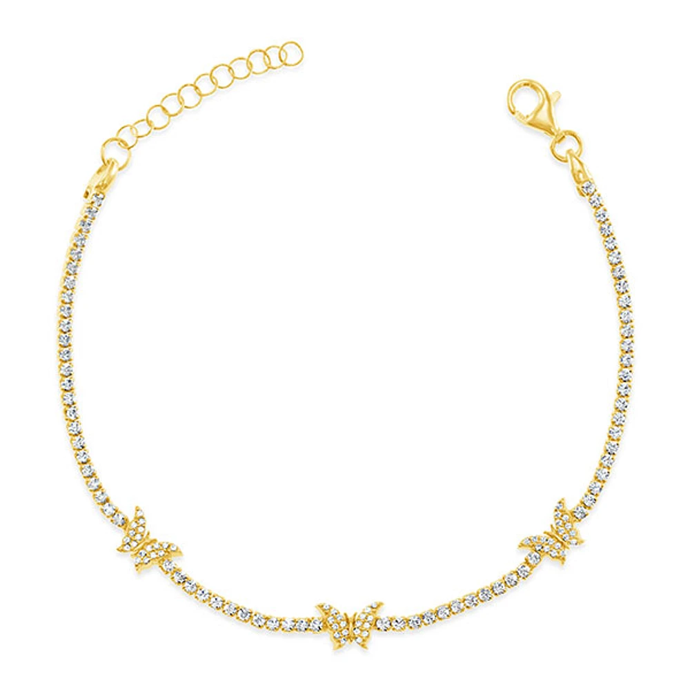 Gold Plated Sterling Silver Cubic Zirconia Butterfly Bracelet 149871