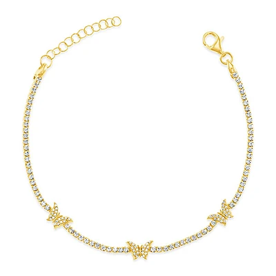 Gold Plated Sterling Silver Cubic Zirconia Butterfly Bracelet 149871
