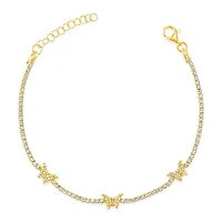 Gold Plated Sterling Silver Cubic Zirconia Butterfly Bracelet 149871