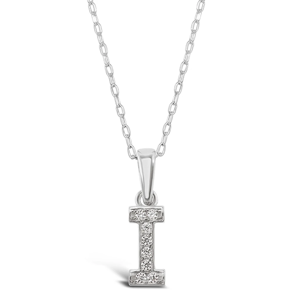 Sterling Silver Cubic Zirconia Initial I Necklace 135925
