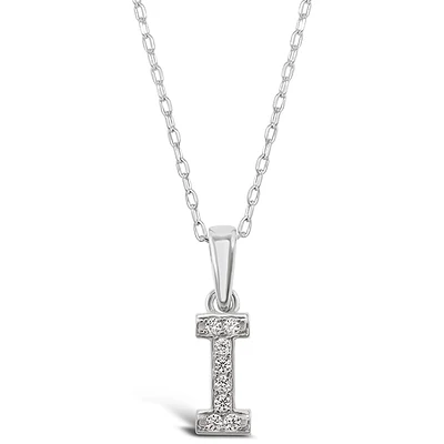 Sterling Silver Cubic Zirconia Initial I Necklace 135925
