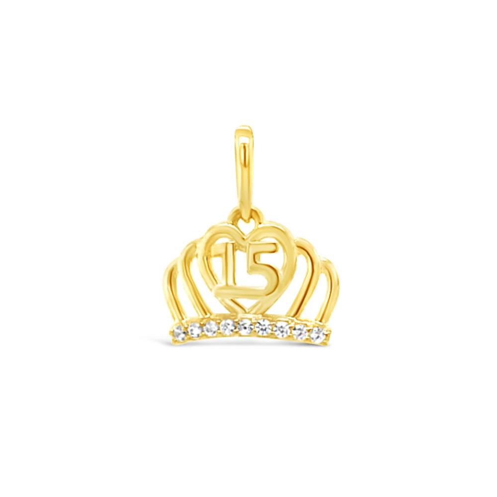 10k Yellow Gold Cubic Zirconia Crown Pendant 153735