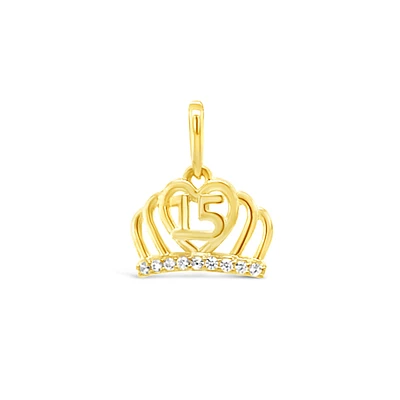 10k Yellow Gold Cubic Zirconia Crown Pendant 153735