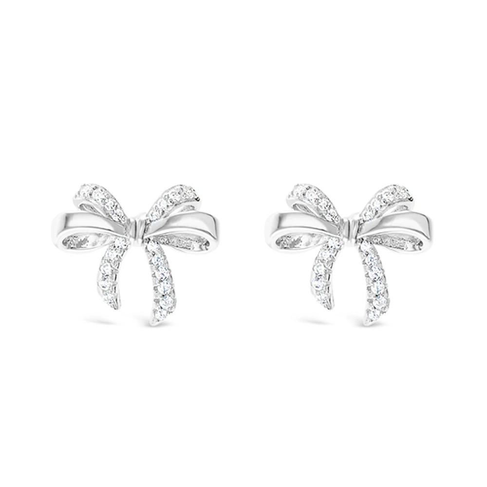 Sterling Silver Bow Cubic Zirconia Earrings 153081