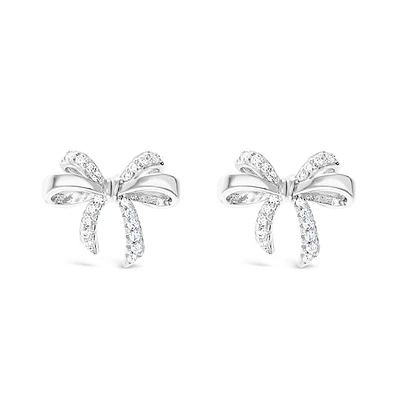 Sterling Silver Bow Cubic Zirconia Earrings 153081