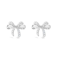 Sterling Silver Bow Cubic Zirconia Earrings 153081