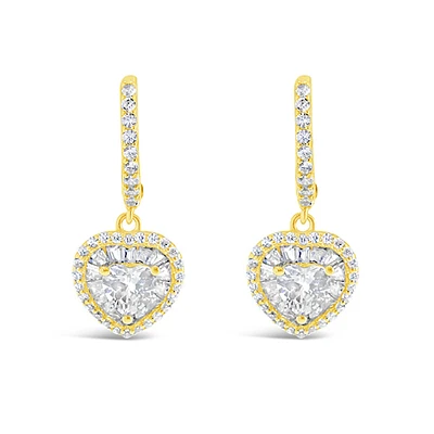 Gold Plated Sterling Silver Heart Cubic Zirconia Hoop Earrings 153220