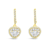 Gold Plated Sterling Silver Heart Cubic Zirconia Hoop Earrings 153220