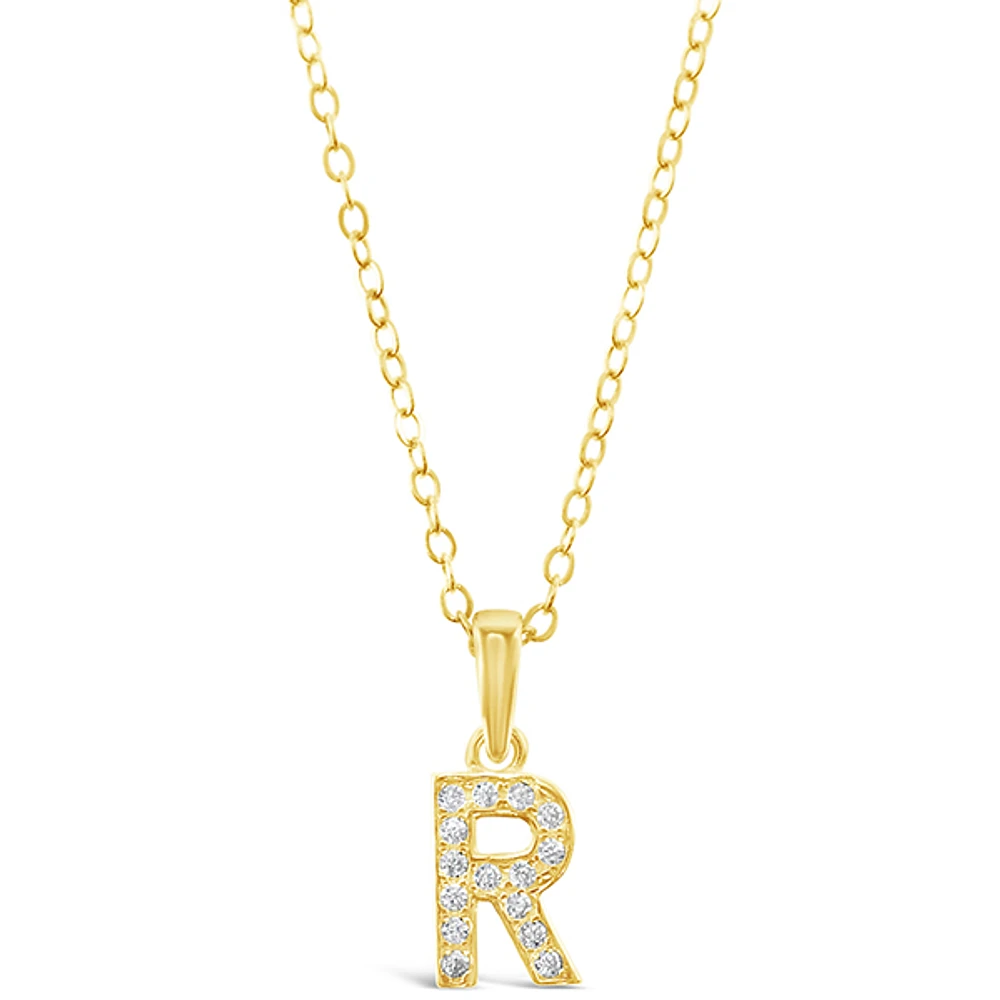 Gold Plated Sterling Silver Cubic Zirconia Initial R Necklace 147948