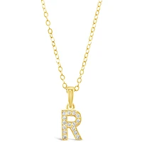 Gold Plated Sterling Silver Cubic Zirconia Initial R Necklace 147948