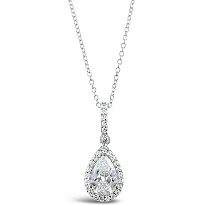 Sterling Silver Cubic Zirconia Teardrop Necklace