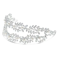 Bridal Silver Pearl Cubic Zirconia Headband 145826