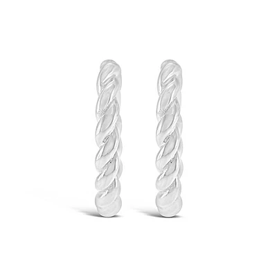 Sterling Silver Twist Huggie Earrings 146429