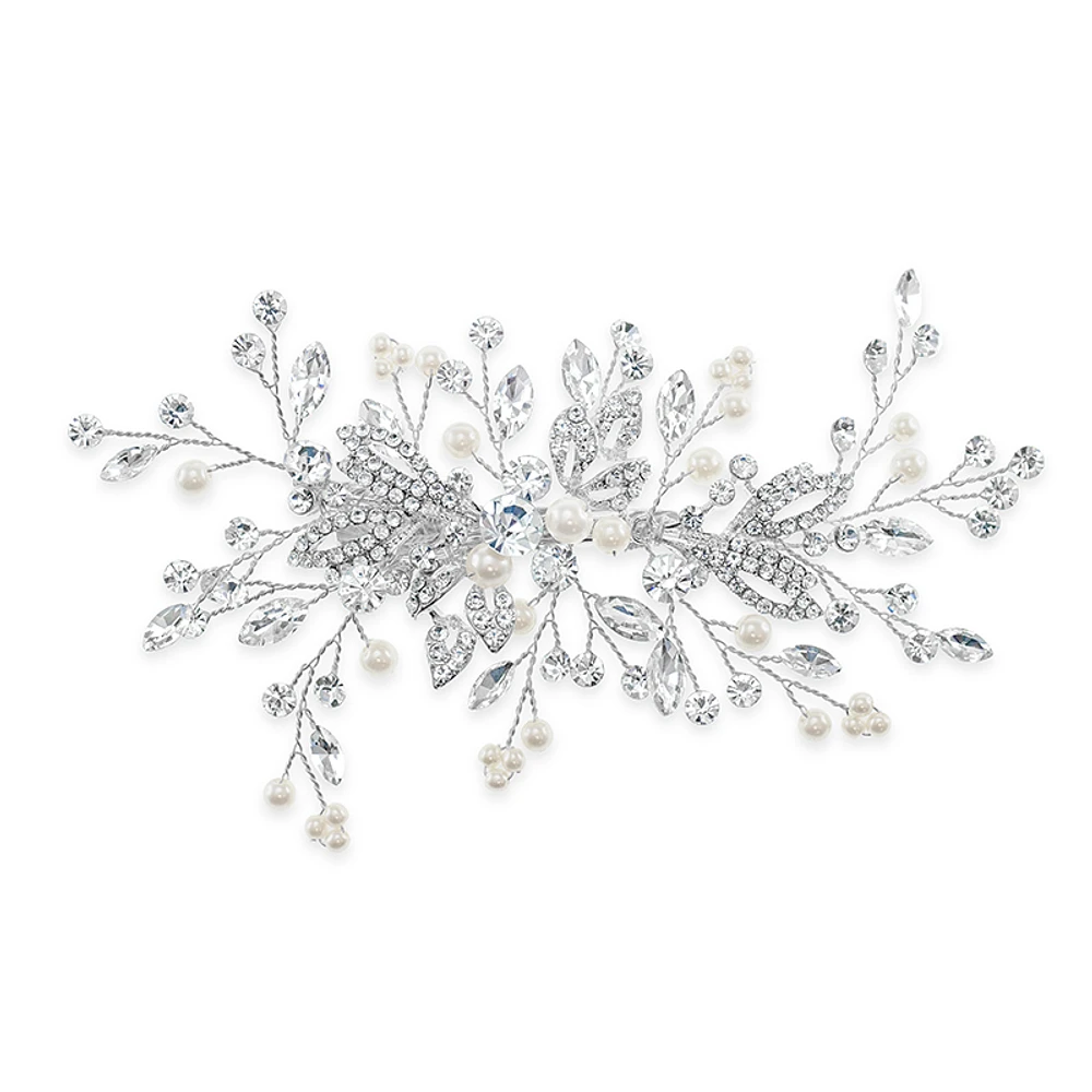 Bridal Silver Pearl Hair Clip 142035